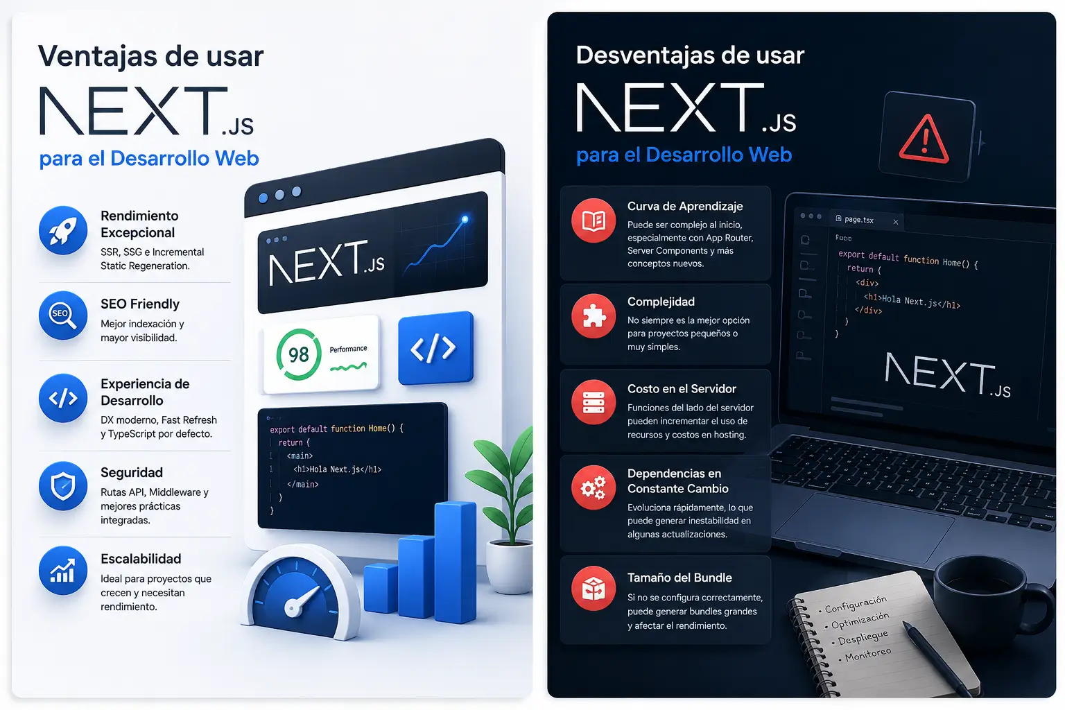 Ventajas y Desventajas de Usar Next.js para el Desarrollo Web